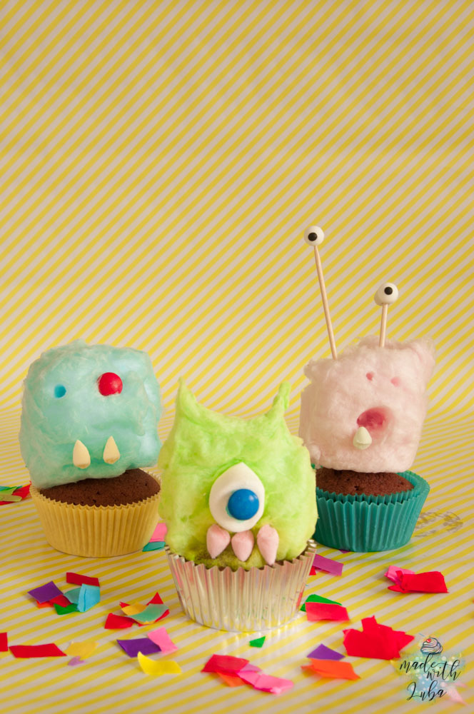 Monster Cupcakes Aus Zuckerwatte Made With Luba Kreativer Kuchenspass